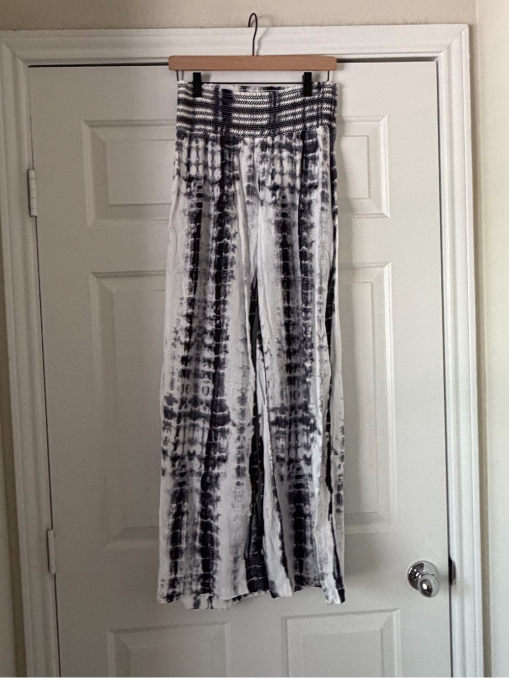 Rewash Navy White Tie Dye Linen Blend Pants